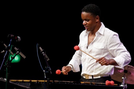 Vibraphonist Stefon Harris performs with the Gerald Clayton Trio on the Mainstage at the 2011 Centrum Jazz Port Townsend Festival. Stefon Harris, vibraphone Gerald Clayton, piano; Joe Sanders, bass; Quincy Davis, drums